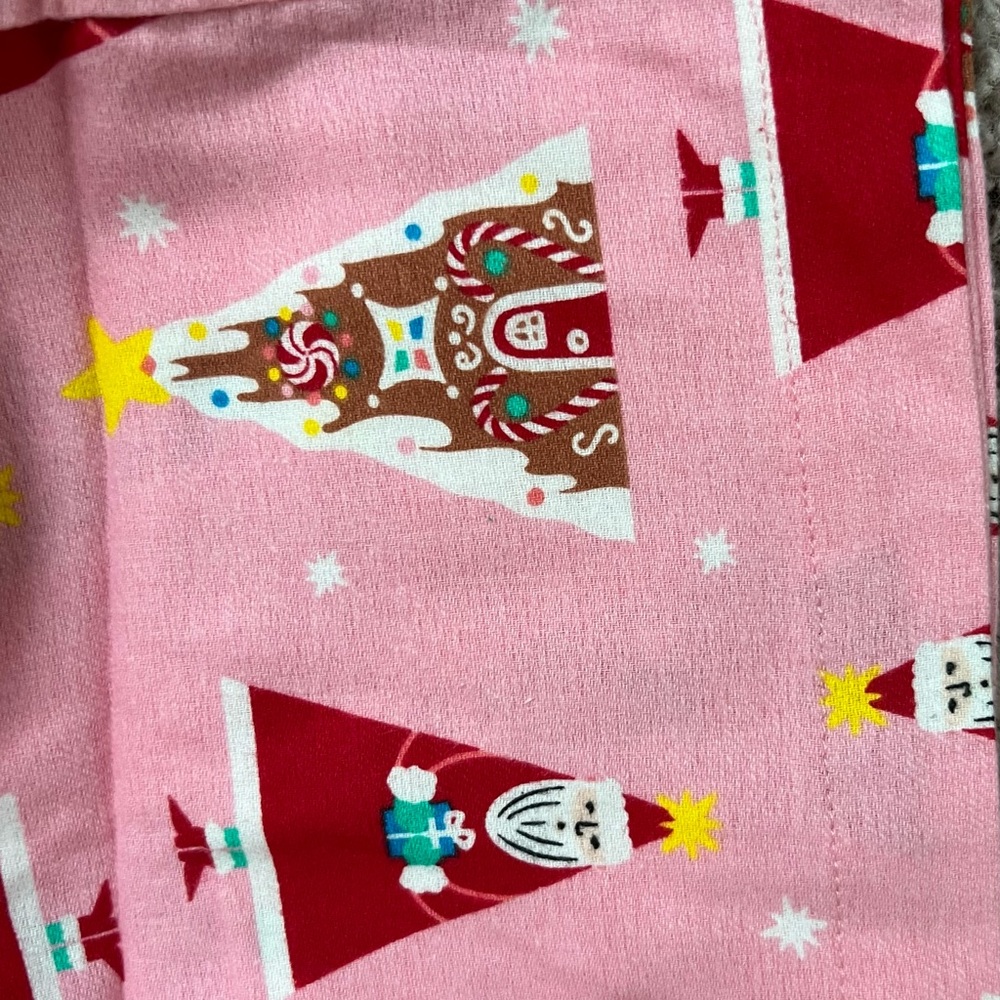 Old Navy Pink Gingerbread and Christmas Tree Flannel Christmas Pajama pants